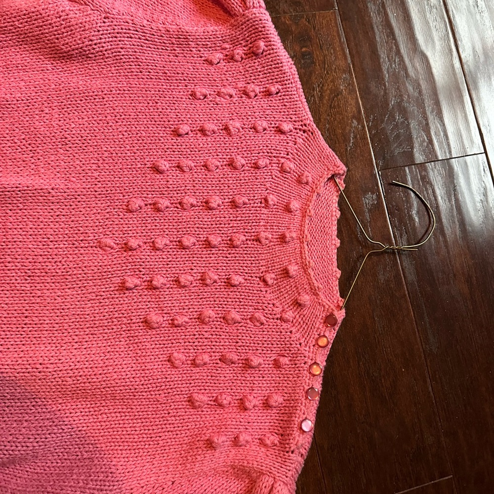 Vintage 80s HAND KNIT Pink Women's Sweater by the eagle’s eye Size L - Picture 5 of 9